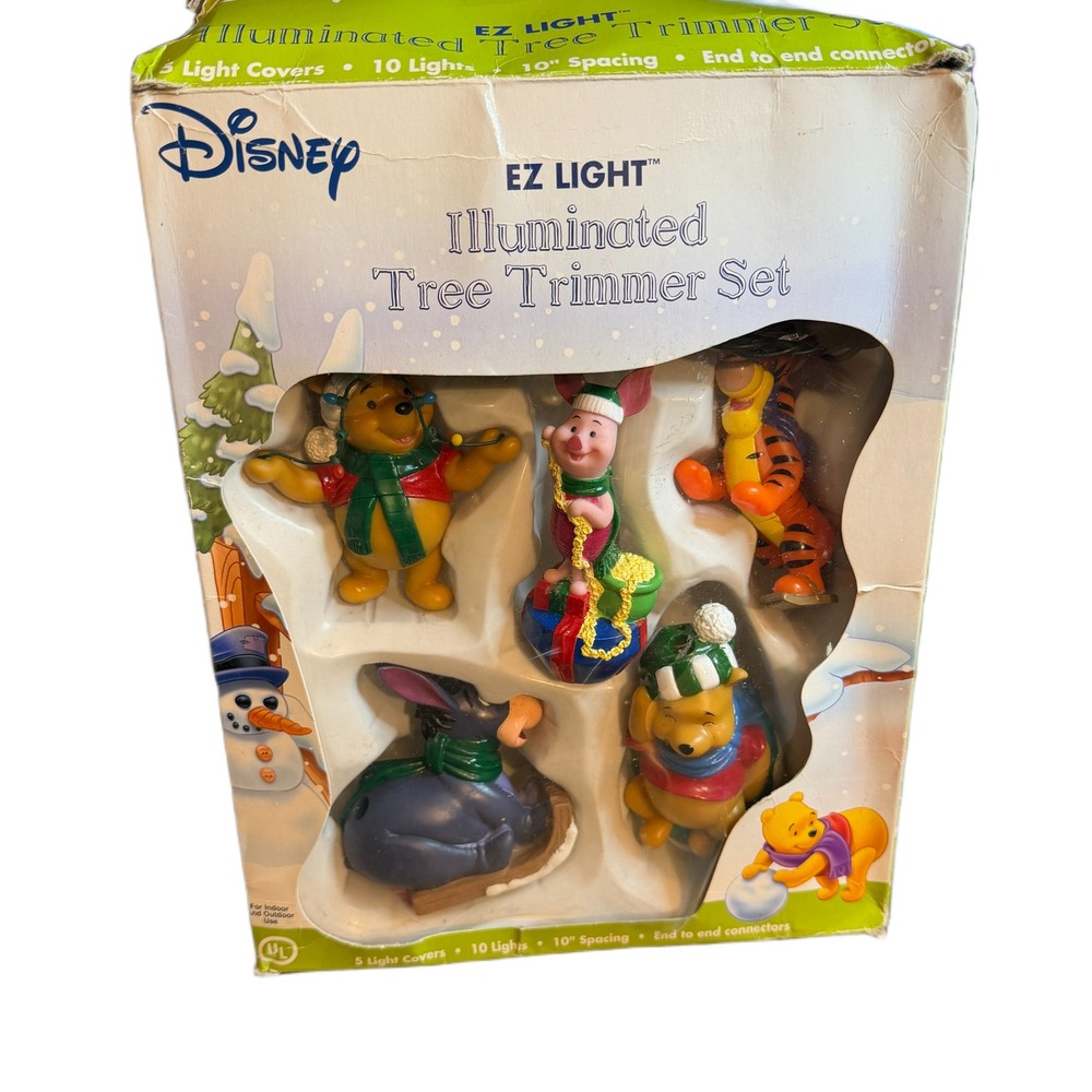 Disney Winnie the Pooh EZ Light Illuminated Tree Trimmer Set 5 Covers Light READ